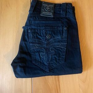 Men's Rock Revival Blk  Distressed Shorts. 34W 25L
